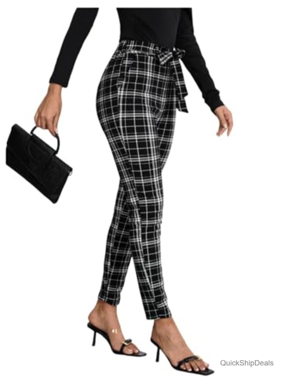 Plaid Skinny Leggings Pants High Waist Stretchy